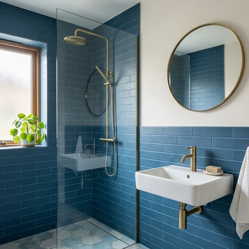 Blue Subway Tile Bathroom Ideas