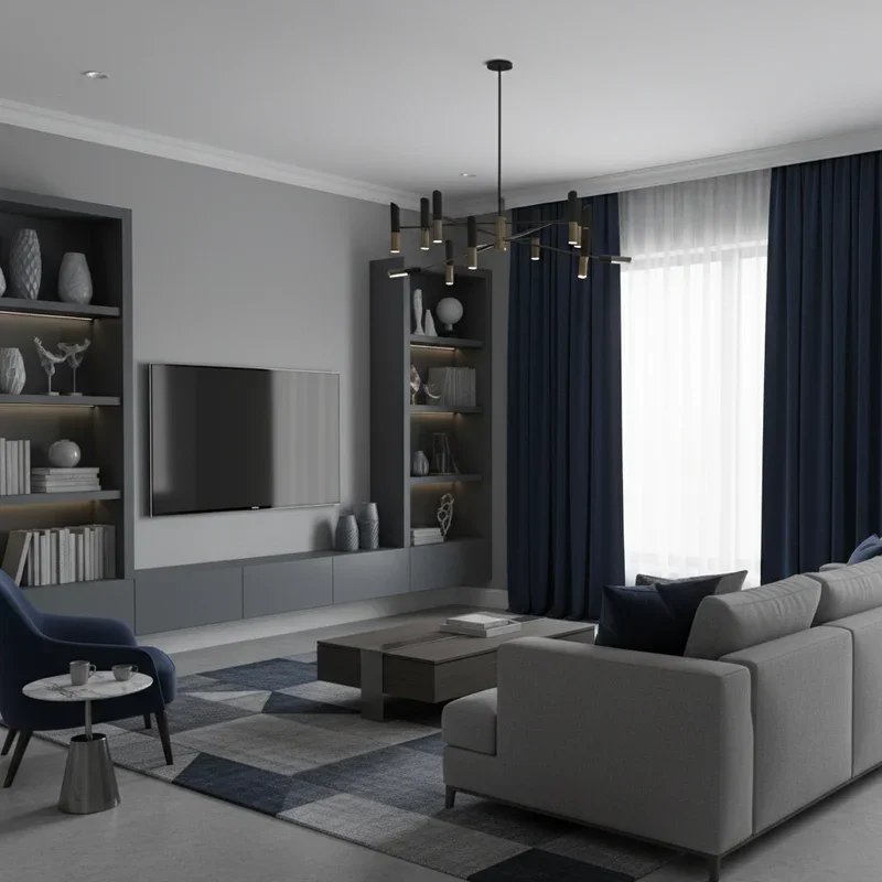 Navy Blue and Grey Living Room Ideas