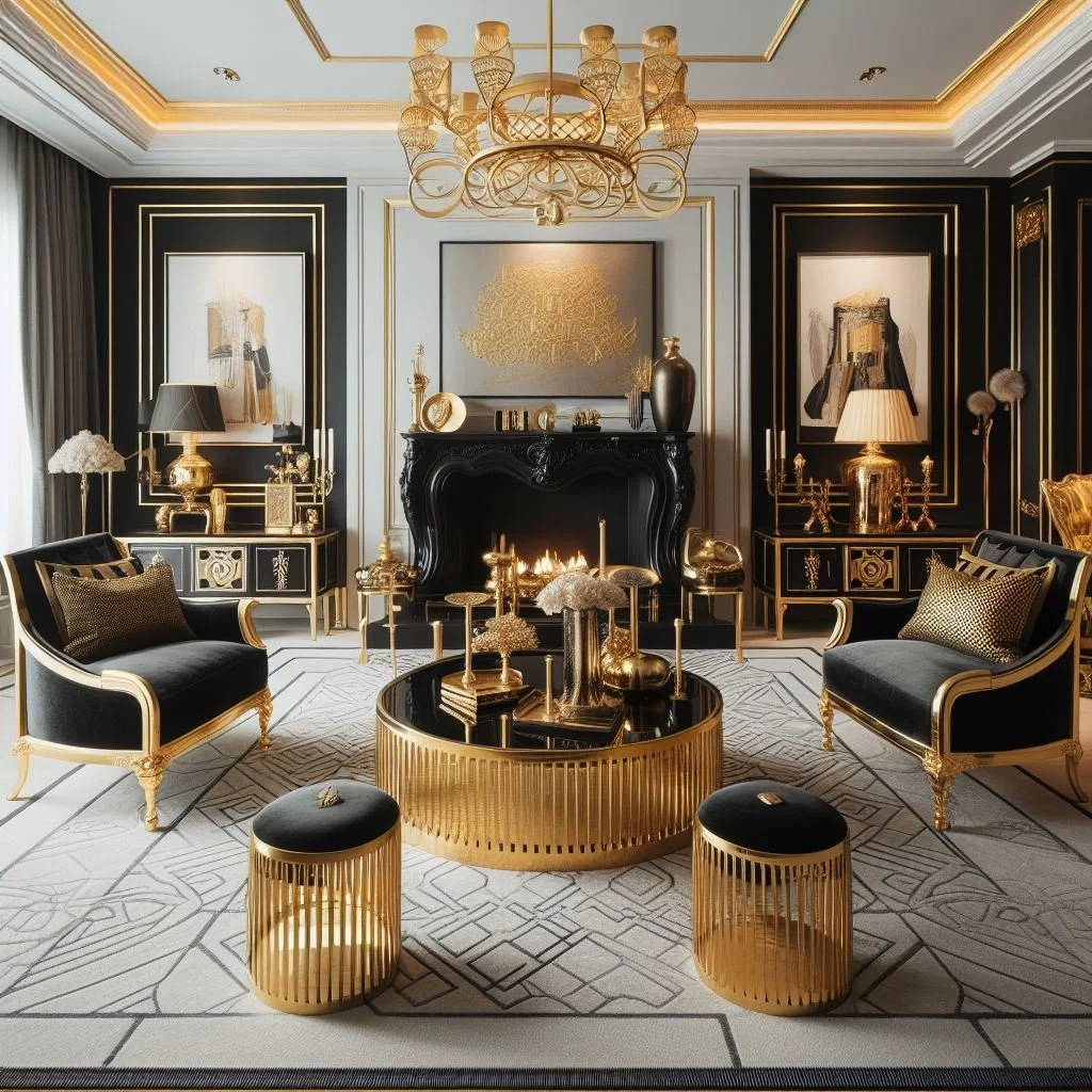 15 Luxurious Black and Gold Living Room Ideas