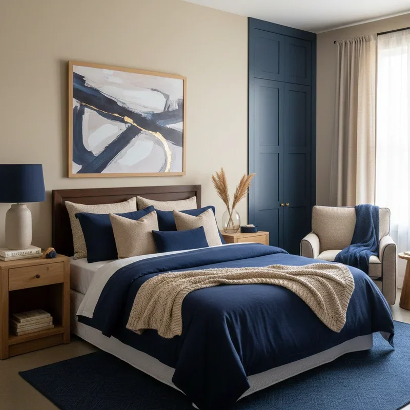 Navy Blue and Beige Bedroom Ideas