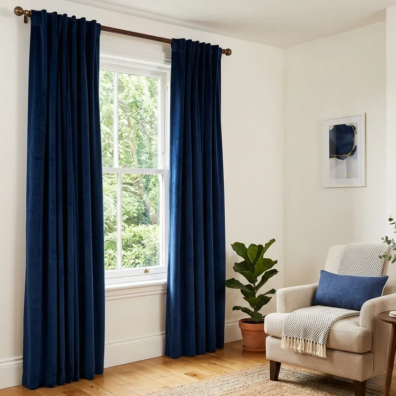 Navy Blue Curtains Living Room Ideas