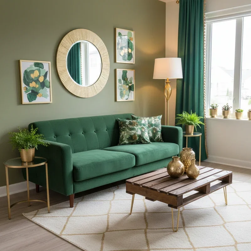 Green and Gold Living Room Ideas