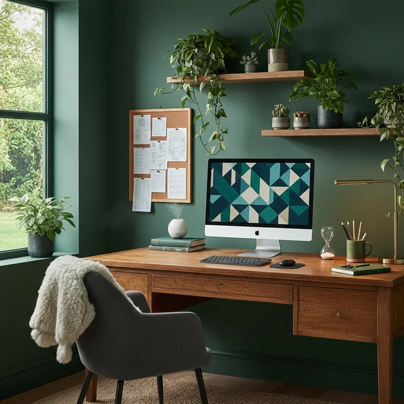 Dark Green Home Office Ideas