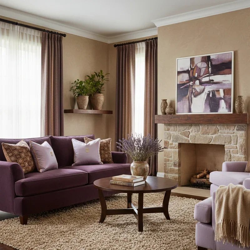 Purple and Brown Living Room Ideas