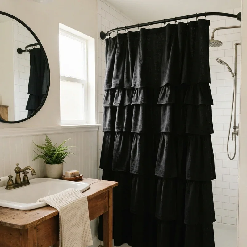 Black Shower Curtain Bathroom Ideas