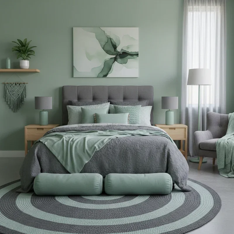 Green and Grey Bedroom Ideas