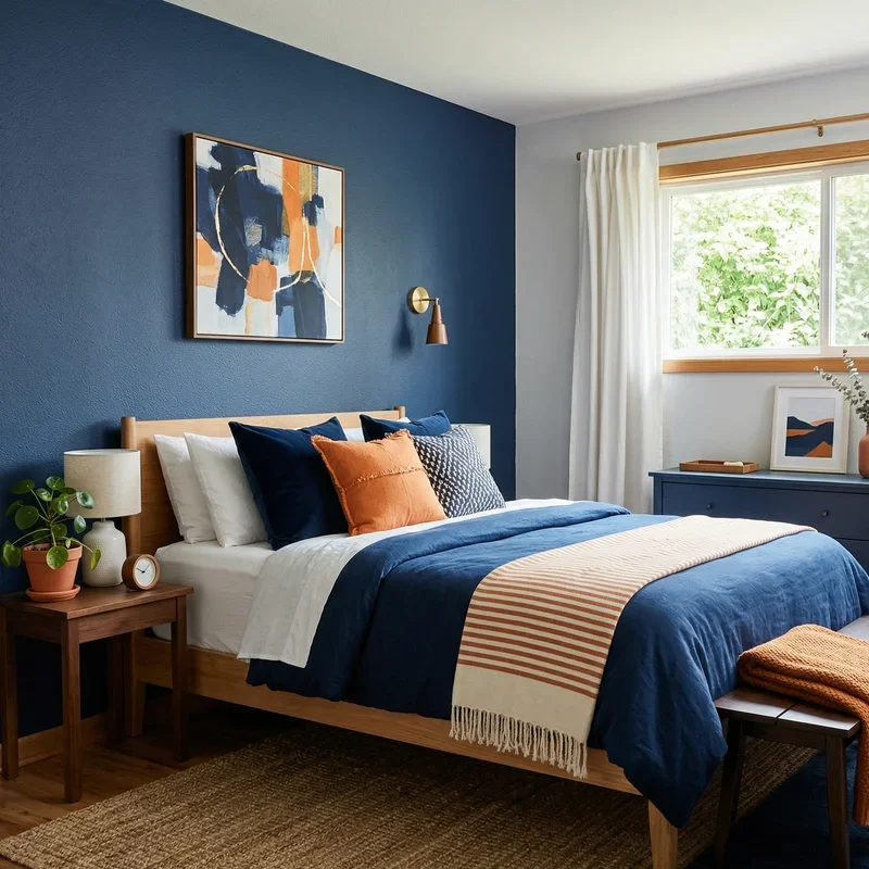 15 Navy Blue and Orange Bedroom Ideas for Bold Style