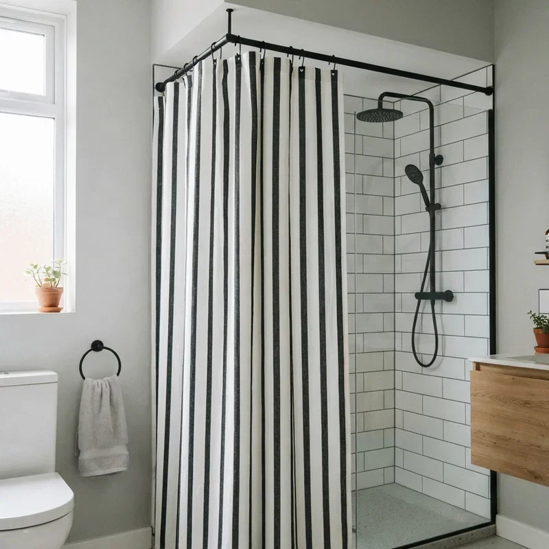 Black Shower Curtain Bathroom Ideas