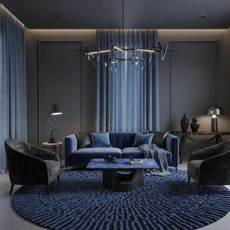 Black and Blue Living Room Ideas