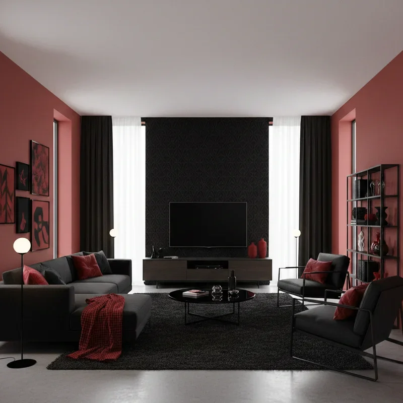 Red and Black Living Room Ideas