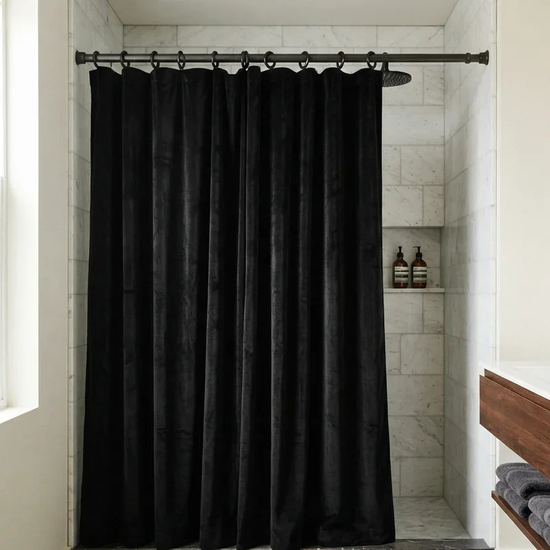 Black Shower Curtain Bathroom Ideas