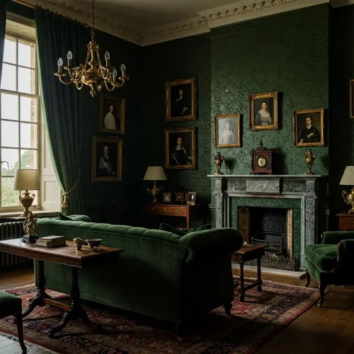 Victorian Dark Green Living Room: Timeless Elegance & Cozy Charm