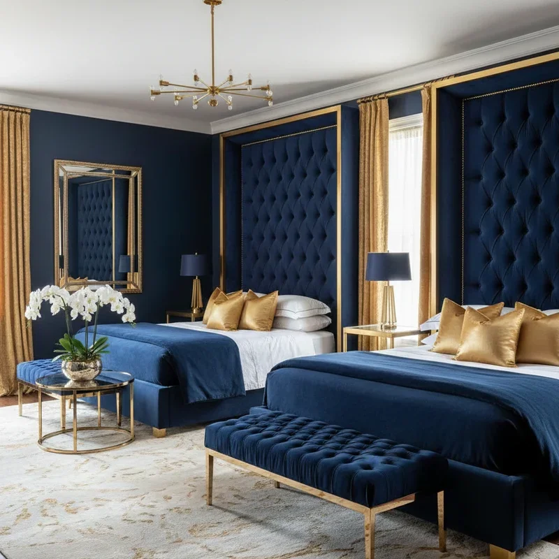 Navy Blue and Gold Bedroom Ideas