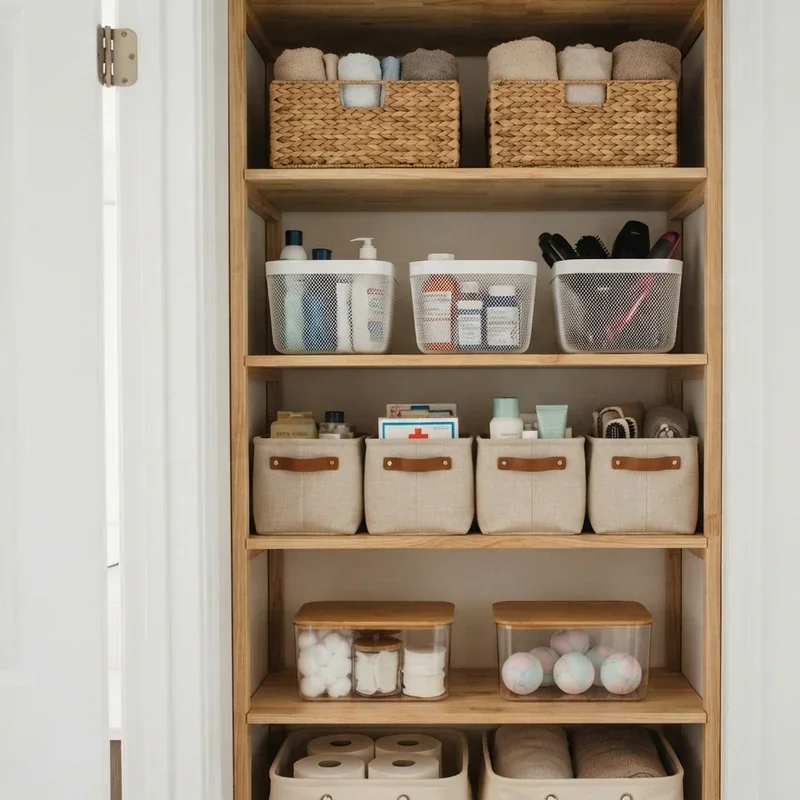 Bathroom Closet Shelf Ideas