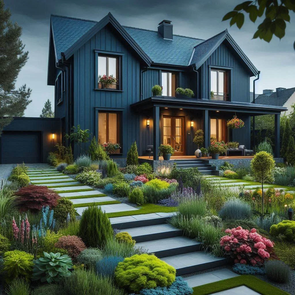 15 Creative Dark Blue House Ideas for Curb Appeal