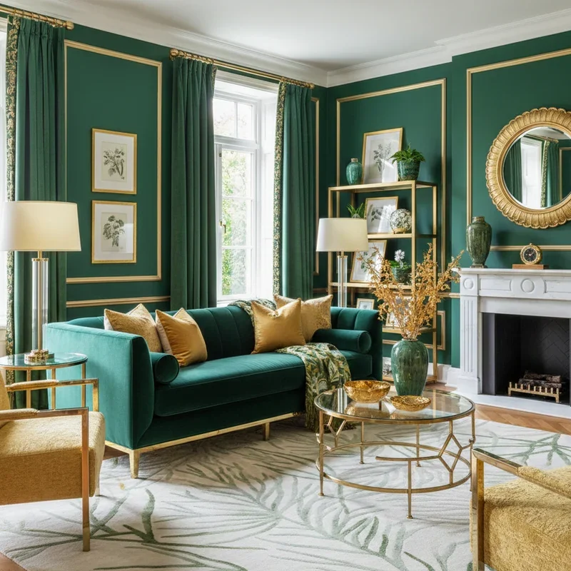 Green and Gold Living Room Ideas