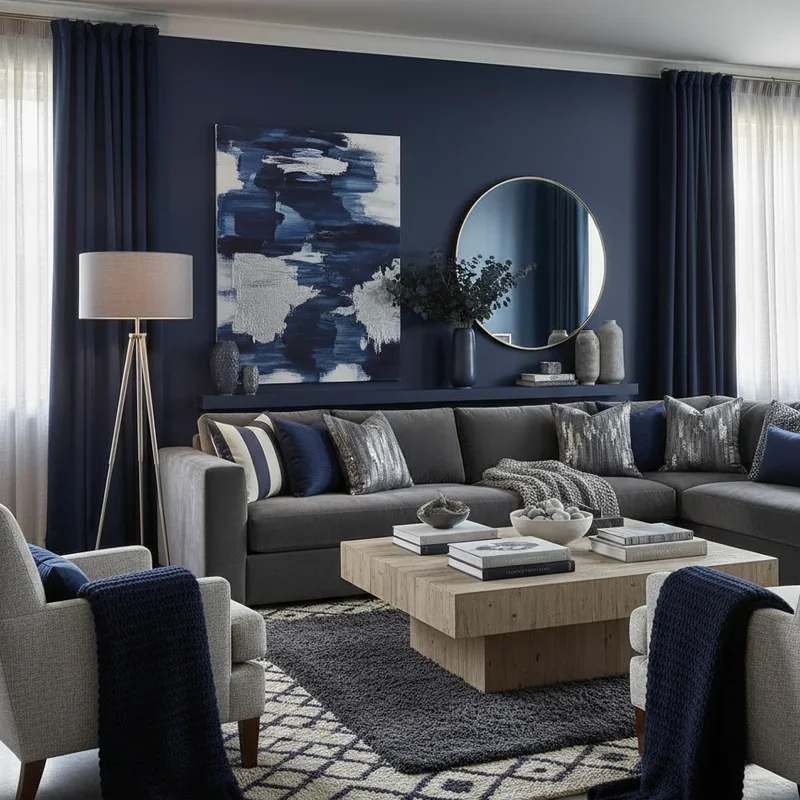 Navy Blue and Grey Living Room Ideas