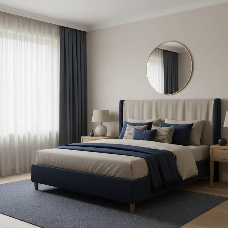 Navy Blue and Beige Bedroom Ideas