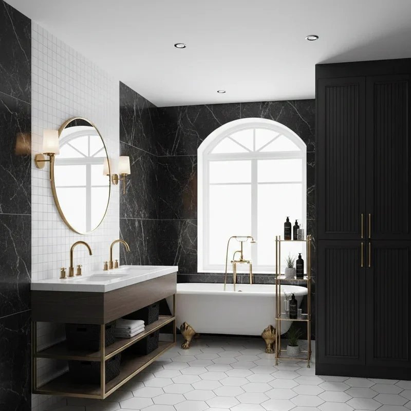 Black White and Gold Bathroom Ideas