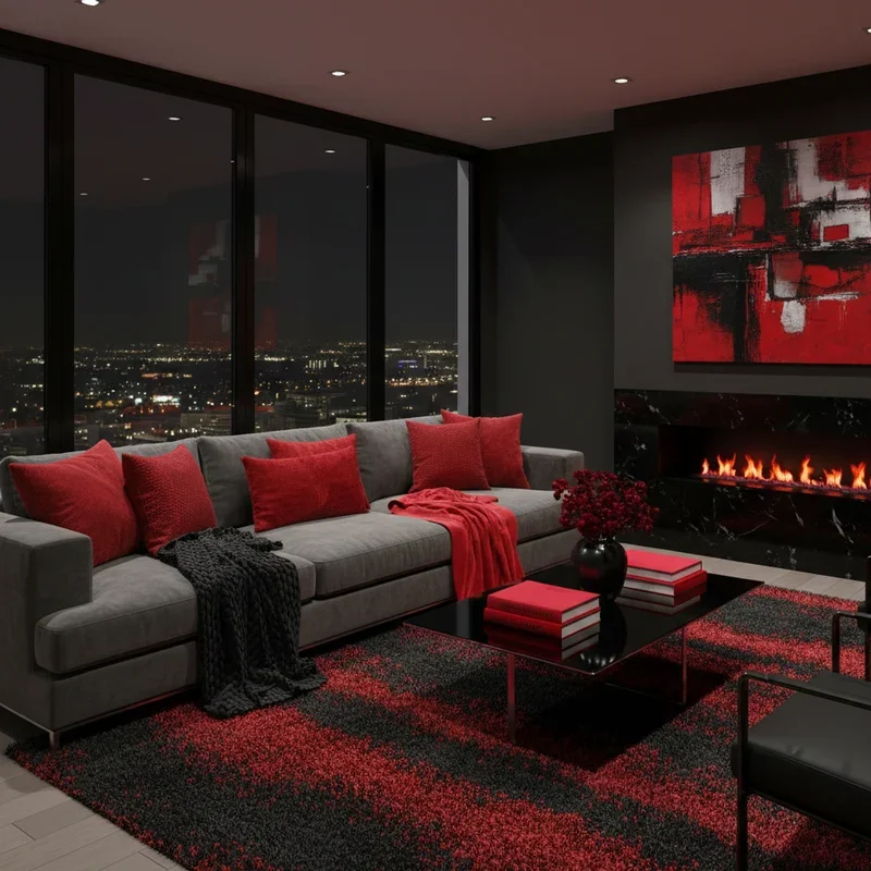 Red and Black Living Room Ideas