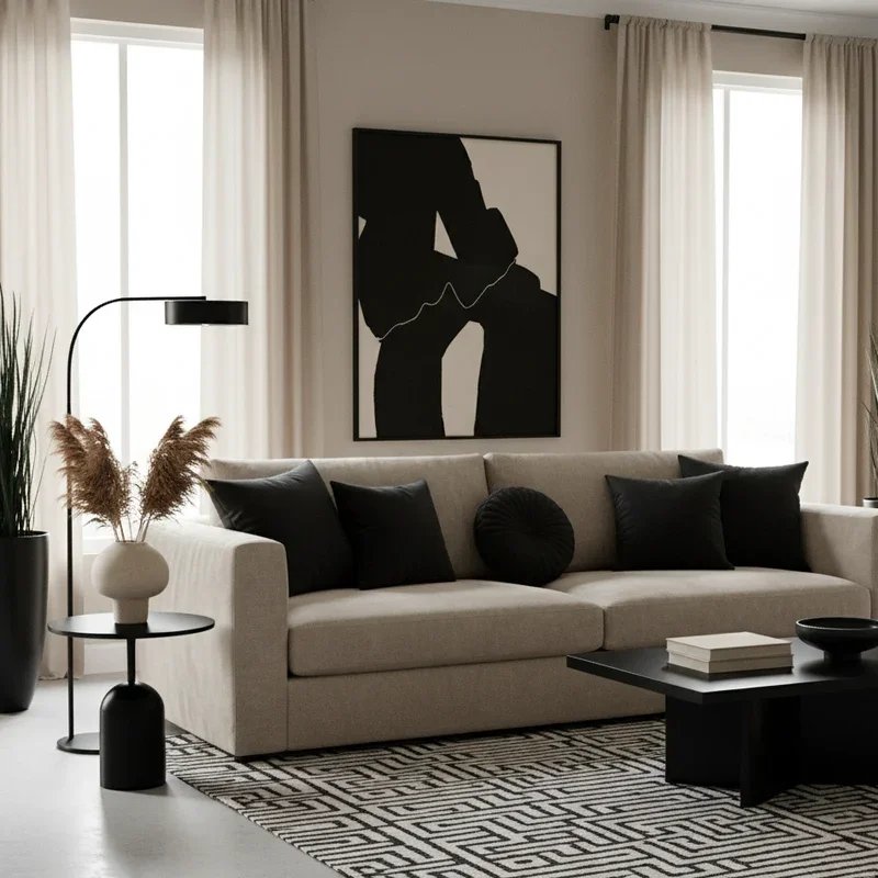 Black and Beige Living Room Ideas