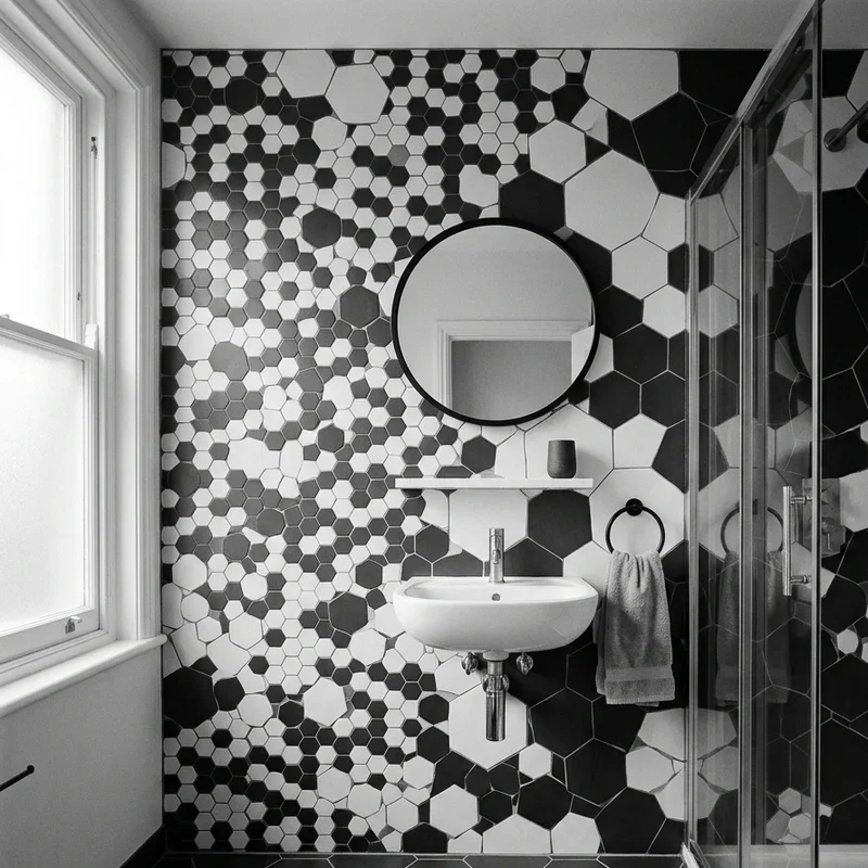 Black and White Hexagon Tile Bathroom Ideas