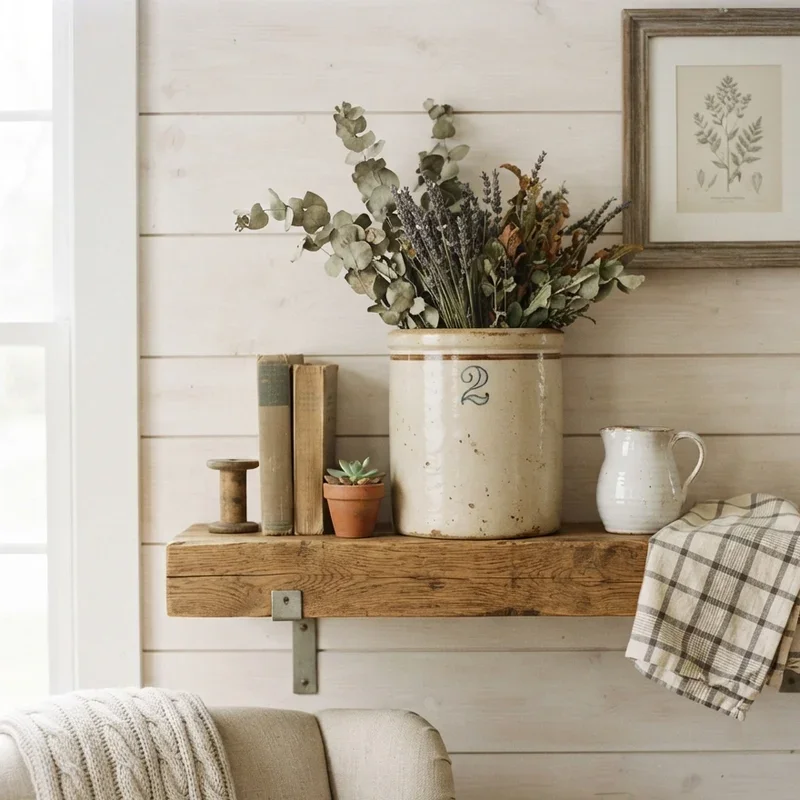 Farmhouse Living Room Shelf Decor Ideas