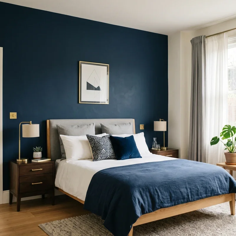 Navy Blue Accent Wall Bedroom Ideas