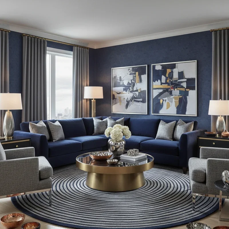 Navy Blue and Grey Living Room Ideas