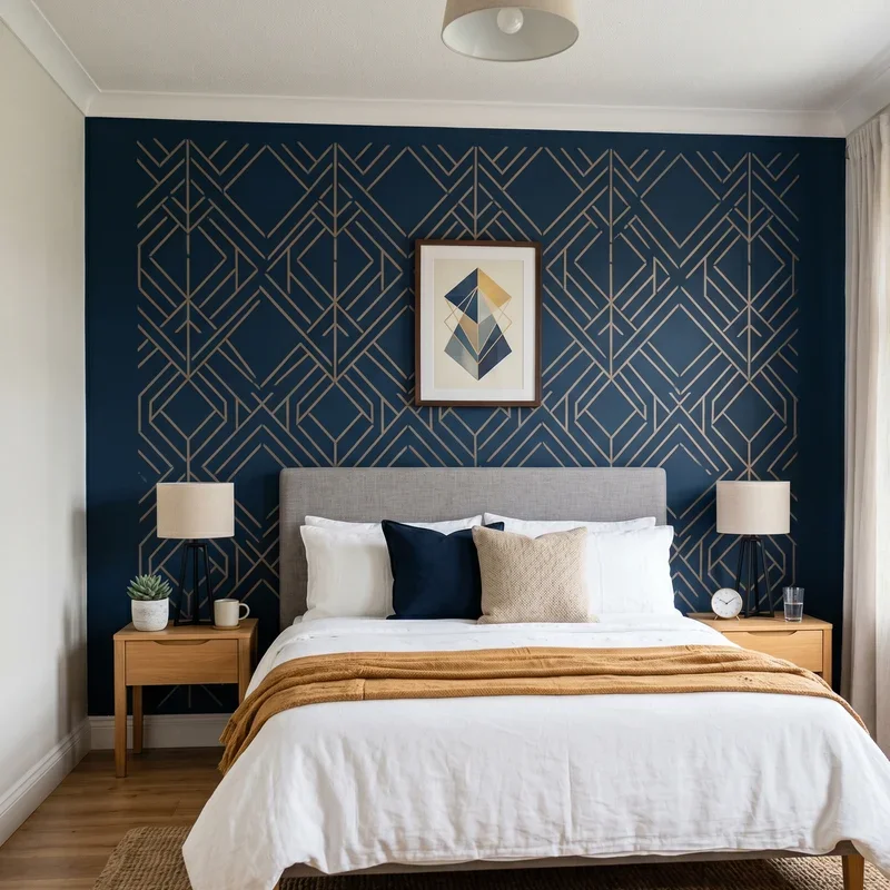 Navy Blue Accent Wall Bedroom Ideas