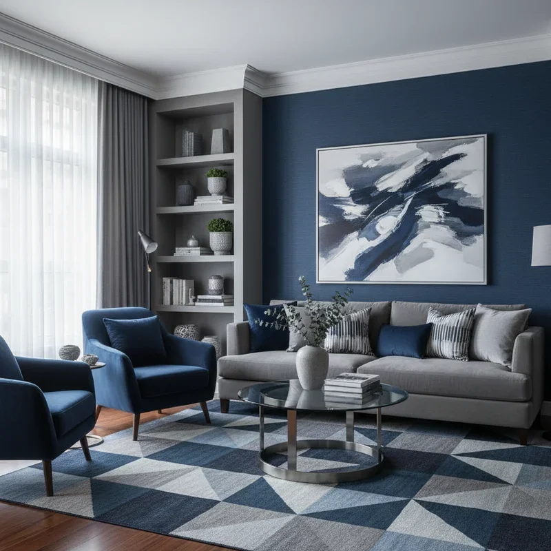 Navy Blue and Grey Living Room Ideas