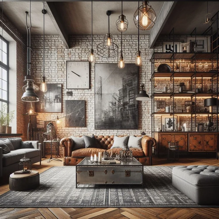 Illustration of Industrial Chic Flat Decor Ideas With Luxury