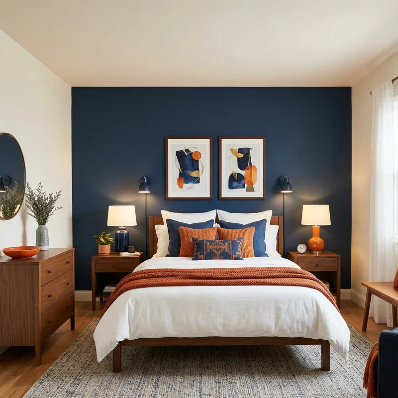 Navy Blue and Orange Bedroom Ideas