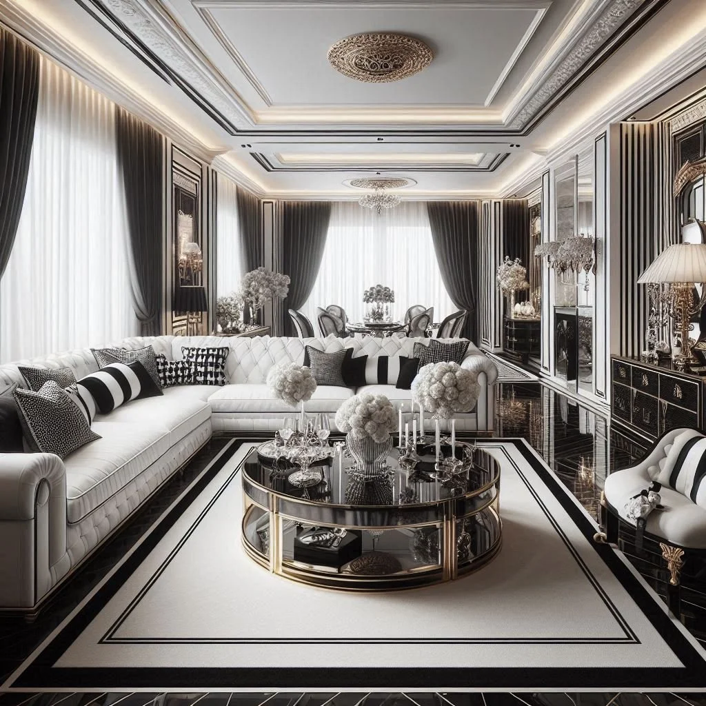 Luxury Black And White Wallpaper Living Room