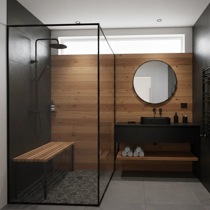 Black and Wood Bathroom Ideas