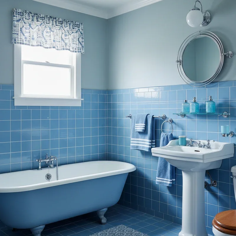 15 Retro Blue Bathroom Ideas for Cool Style
