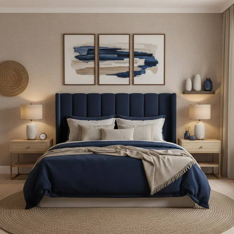 Navy Blue and Beige Bedroom Ideas