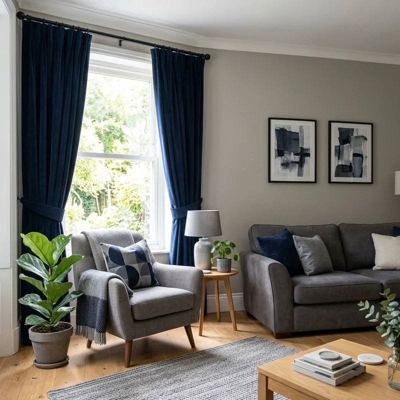 Navy Blue Curtains Living Room Ideas
