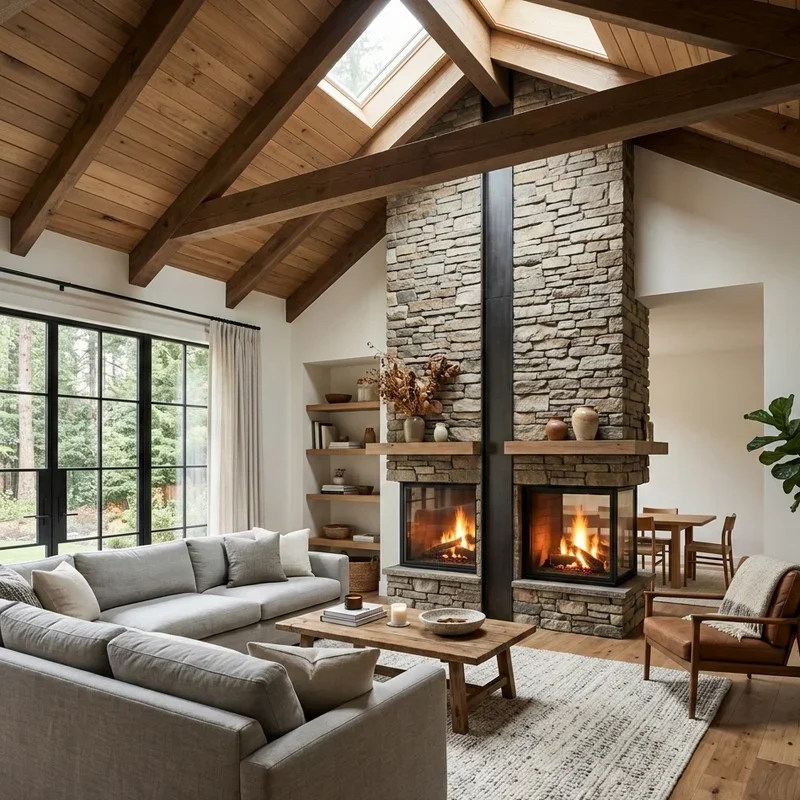 Living Room Vaulted Ceiling Fireplace Ideas