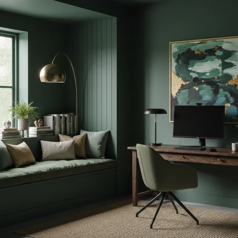 Dark Green Home Office Ideas
