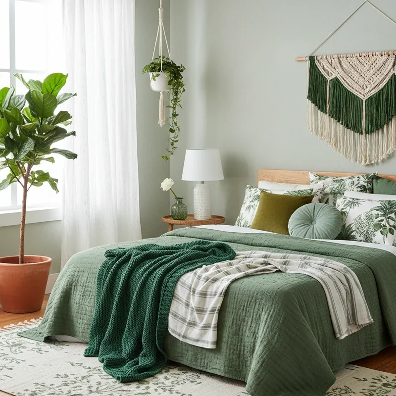 Green and White Bedroom Ideas