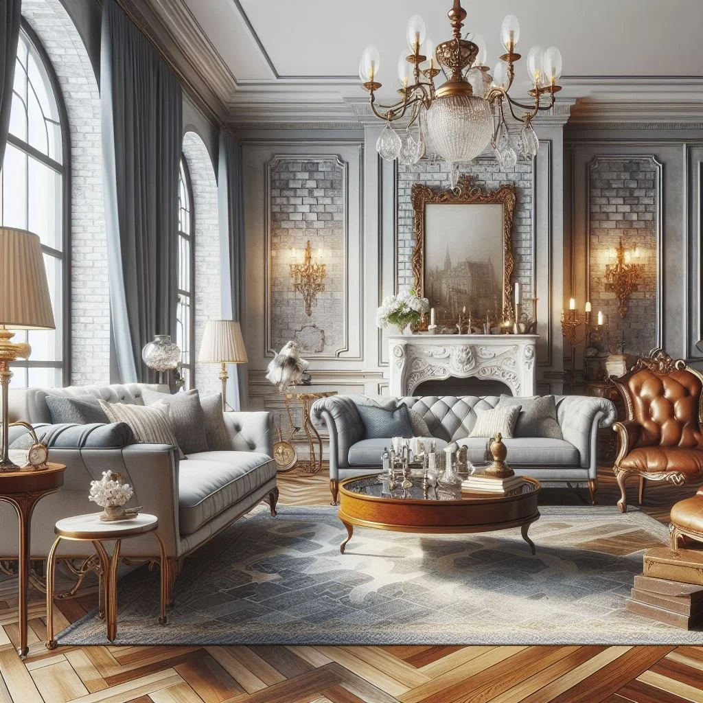 Modern Victorian Living Room Accentuating with Antiques
