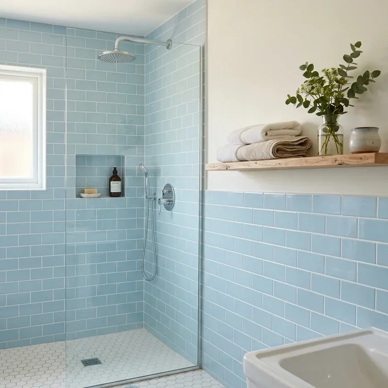 Blue Subway Tile Bathroom Ideas