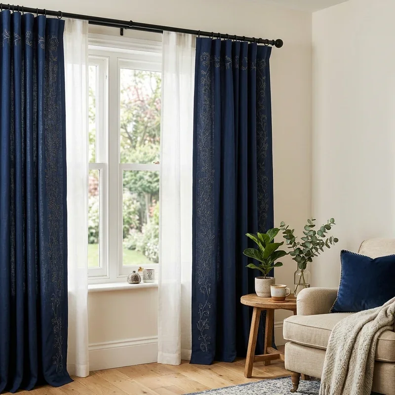 Navy Blue Curtains Living Room Ideas