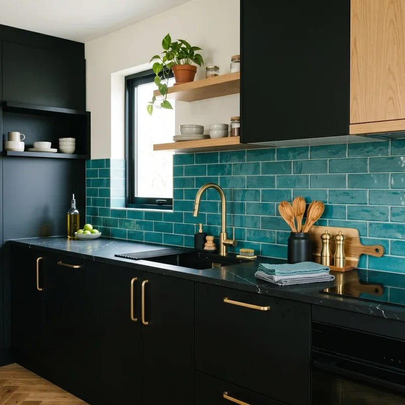 Black and Teal Kitchen Ideas