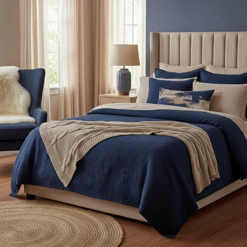 Navy Blue and Beige Bedroom Ideas