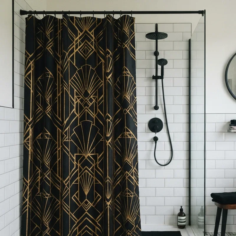 Black Shower Curtain Bathroom Ideas