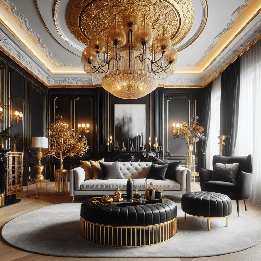 15 Luxurious Black and Gold Living Room Ideas