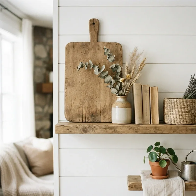 Farmhouse Living Room Shelf Decor Ideas