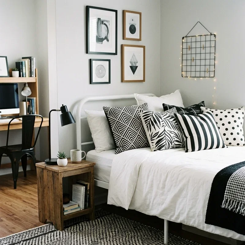 Black and White Dorm Room Ideas